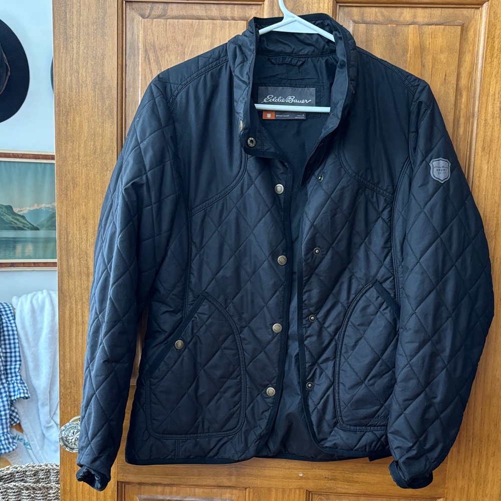 Eddie Bauer Black Quilted Riding Jacket